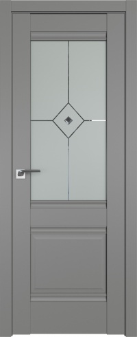 Межкомнатная дверь ProfilDoors 2U Цвет:Грей, Остекление:Узор матовое с прозрачным фьюзингом(ромб)