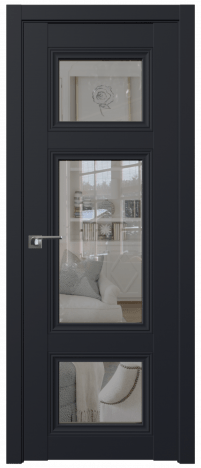 Межкомнатная дверь ProfilDoors  2.105U Цвет:Чёрный матовый, Остекление:Прозрачное