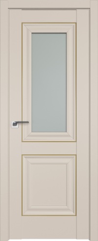 Межкомнатная дверь ProfilDoors 28U Цвет:Санд, Остекление:Матовое, Молдинг:Золото