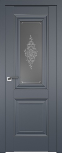Межкомнатная дверь ProfilDoors 28U Цвет:Антрацит, Остекление:Кристалл графит, Молдинг:Серебро