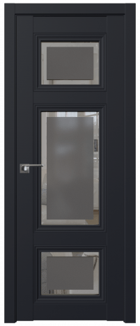 Межкомнатная дверь ProfilDoors  2.105U Цвет:Чёрный матовый, Остекление:SQUARE ГРАФИТ