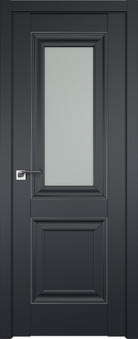 Межкомнатная дверь ProfilDoors 28U Цвет:Чёрный матовый, Остекление:Матовое, Молдинг:Серебро