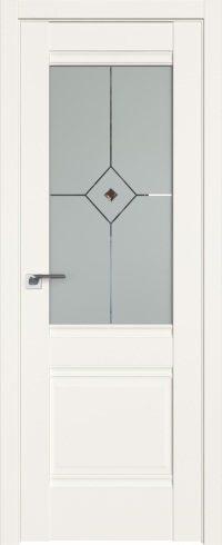 Межкомнатная дверь ProfilDoors 2U Цвет:Дарквайт, Остекление:Узор матовое с коричневым фьюзингом(ромб
