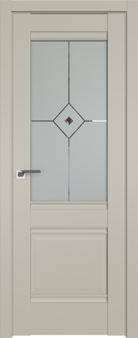 Межкомнатная дверь ProfilDoors 2U Цвет:Шеллгрей, Остекление:Узор матовое с коричневым фьюзингом(ромб