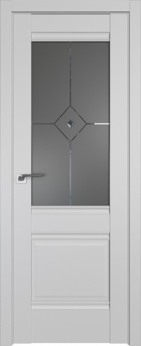 Межкомнатная дверь ProfilDoors 2U Цвет:манхэттен, Остекление:Узор графит с прозрачным фьюзингом(ромб
