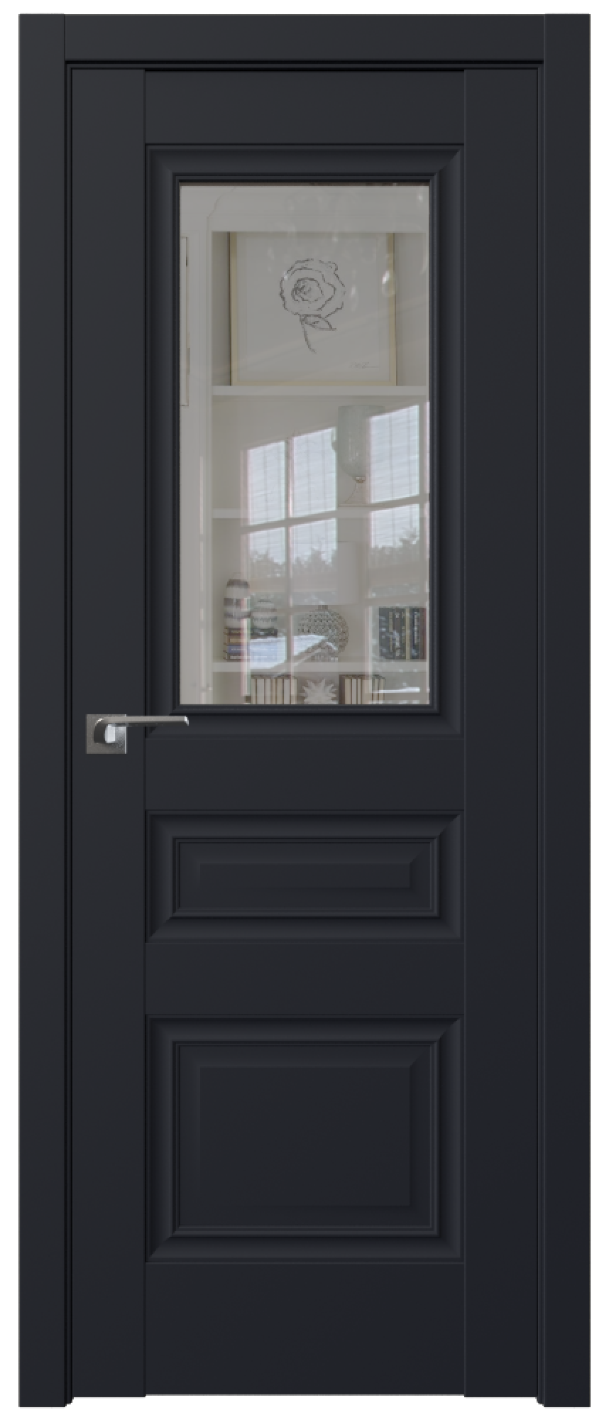 Дверь ProfilDoors Серия U модель 2.39U Цвет:Чёрный матовый, Остекление:Прозрачное