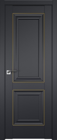 Межкомнатная дверь ProfilDoors 27U Цвет:Чёрный матовый, Молдинг:Золото