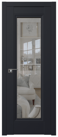 Межкомнатная дверь ProfilDoors 2.111U Цвет:Чёрный матовый, Остекление:Прозрачное