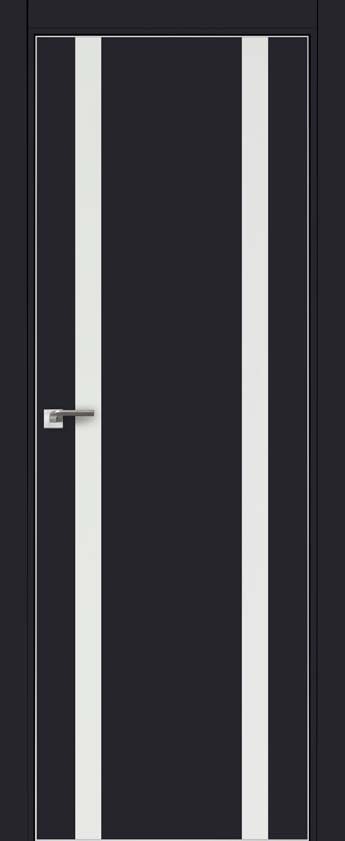 Межкомнатная дверь ProfilDoors 9Е Цвет:Чёрный матовый, Остекление:Белый лак, Тип:кромка ABS с 4х сто