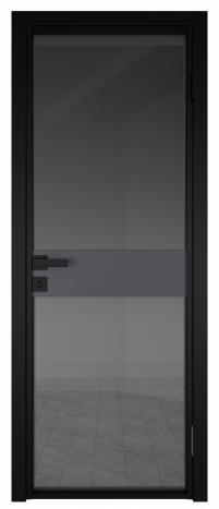 Межкомнатная дверь ProfilDoors 6AG Цвет:Чёрный (RAL9005 МУАР), Остекление:Планибель графит