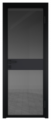 Межкомнатная дверь ProfilDoors 6AG Цвет:Чёрный (RAL9005 МУАР), Остекление:Планибель графит