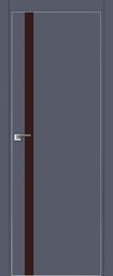 Межкомнатная дверь ProfilDoors 6Е Цвет:Антрацит, Остекление:Коричневый лак, Тип:кромка матовый алюми