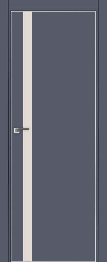 Межкомнатная дверь ProfilDoors 6Е Цвет:Антрацит, Остекление:Перламутровый лак, Тип:кромка хромирован