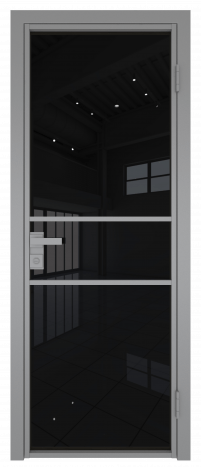 Межкомнатная дверь ProfilDoors 2AG Цвет:Серый (RAL9006 МУАР), Остекление:Черный триплекс