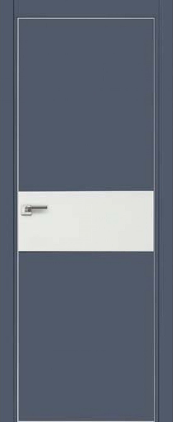 Межкомнатная дверь ProfilDoors 4Е Цвет:Антрацит, Остекление:Белый лак, Тип:кромка матовый алюминий с