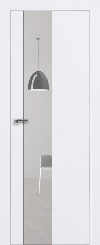Межкомнатная дверь ProfilDoors 5Е Цвет:Аляска, Остекление:Зеркало, Тип:кромка матовый алюминий с 4х