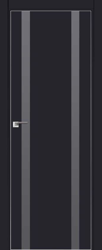 Межкомнатная дверь ProfilDoors 9Е Цвет:Чёрный матовый, Остекление:Серебряный лак, Тип:кромка хромиро