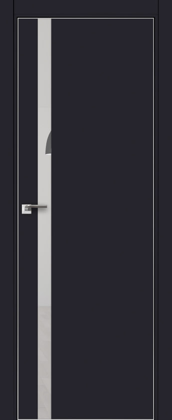 Межкомнатная дверь ProfilDoors 6Е Цвет:Чёрный матовый, Остекление:Зеркало, Тип:кромка хромированный